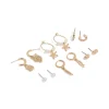 Gold Sea Life Huggie Earrings 6-Pack