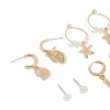 Gold Sea Life Huggie Earrings 6-Pack