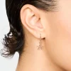 Gold Star Drop Hoop Earrings