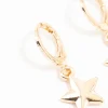 Gold Star Drop Hoop Earrings
