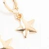 Gold Star Drop Hoop Earrings