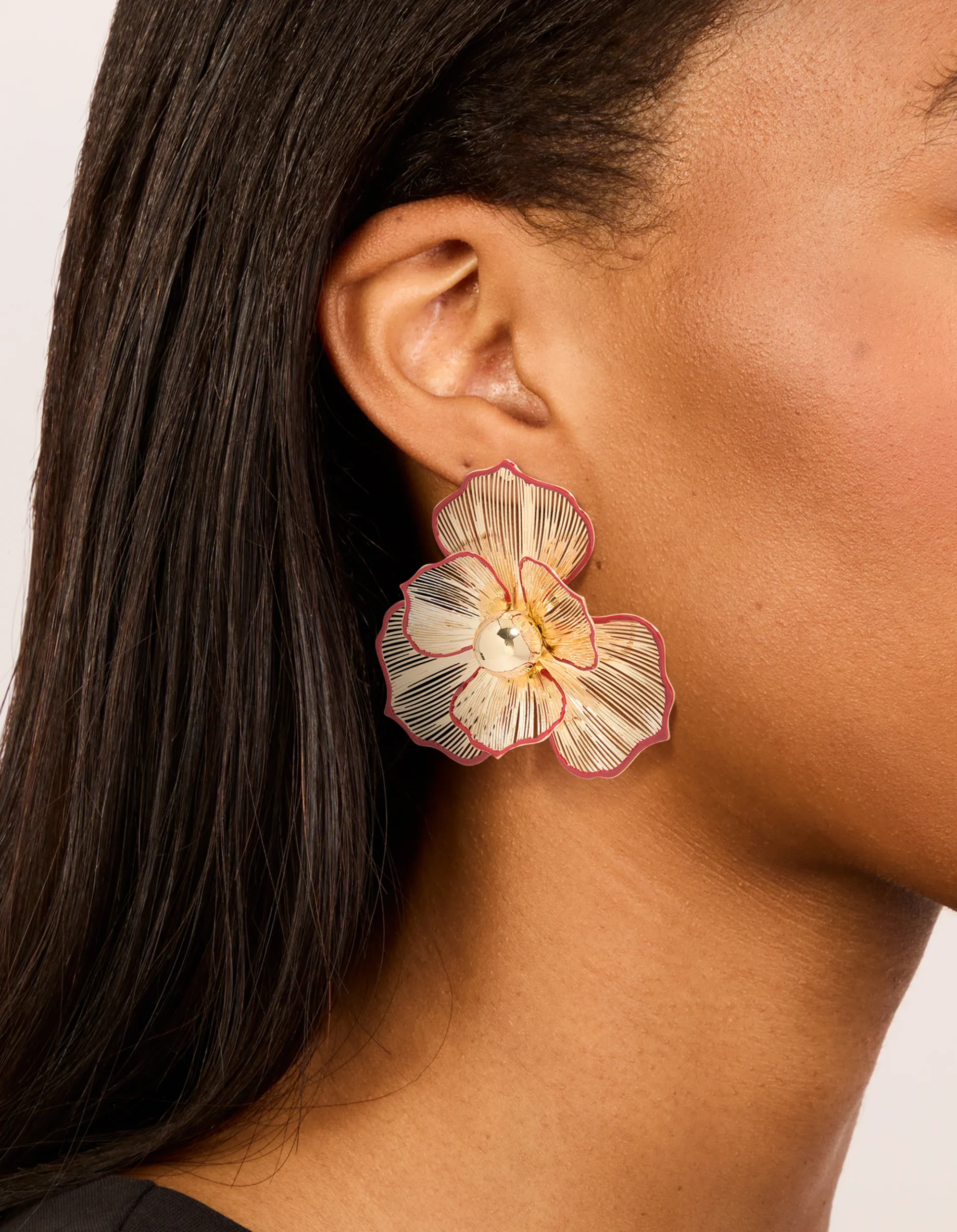 509-gold-statement-red-outline-flower-stud-earrings-1.webp Gold Statement Red Outline Flower Stud Earrings