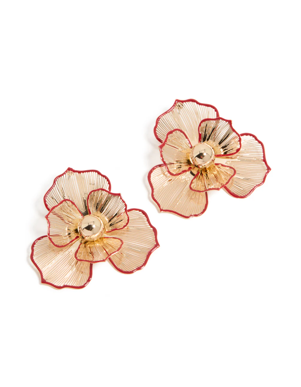 509-gold-statement-red-outline-flower-stud-earrings-2.webp Gold Statement Red Outline Flower Stud Earrings