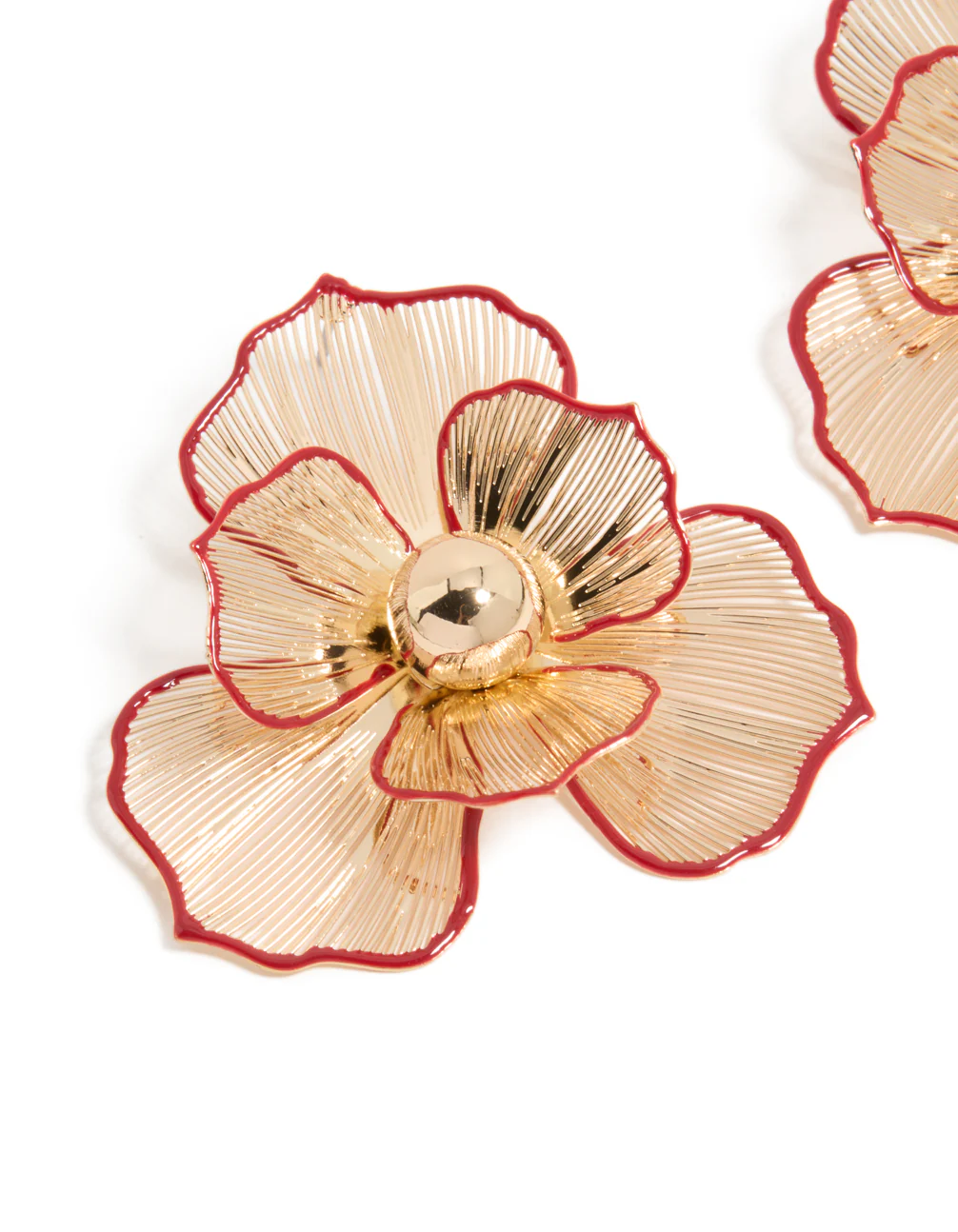 509-gold-statement-red-outline-flower-stud-earrings-4.webp Gold Statement Red Outline Flower Stud Earrings