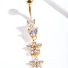 Gold Surgical Steel Statement Flower Drop Belly Bar