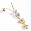 Gold Surgical Steel Statement Flower Drop Belly Bar