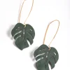 Green Leaf Cutout Drop Earrings