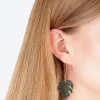 Green Leaf Cutout Drop Earrings