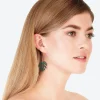 Green Leaf Cutout Drop Earrings