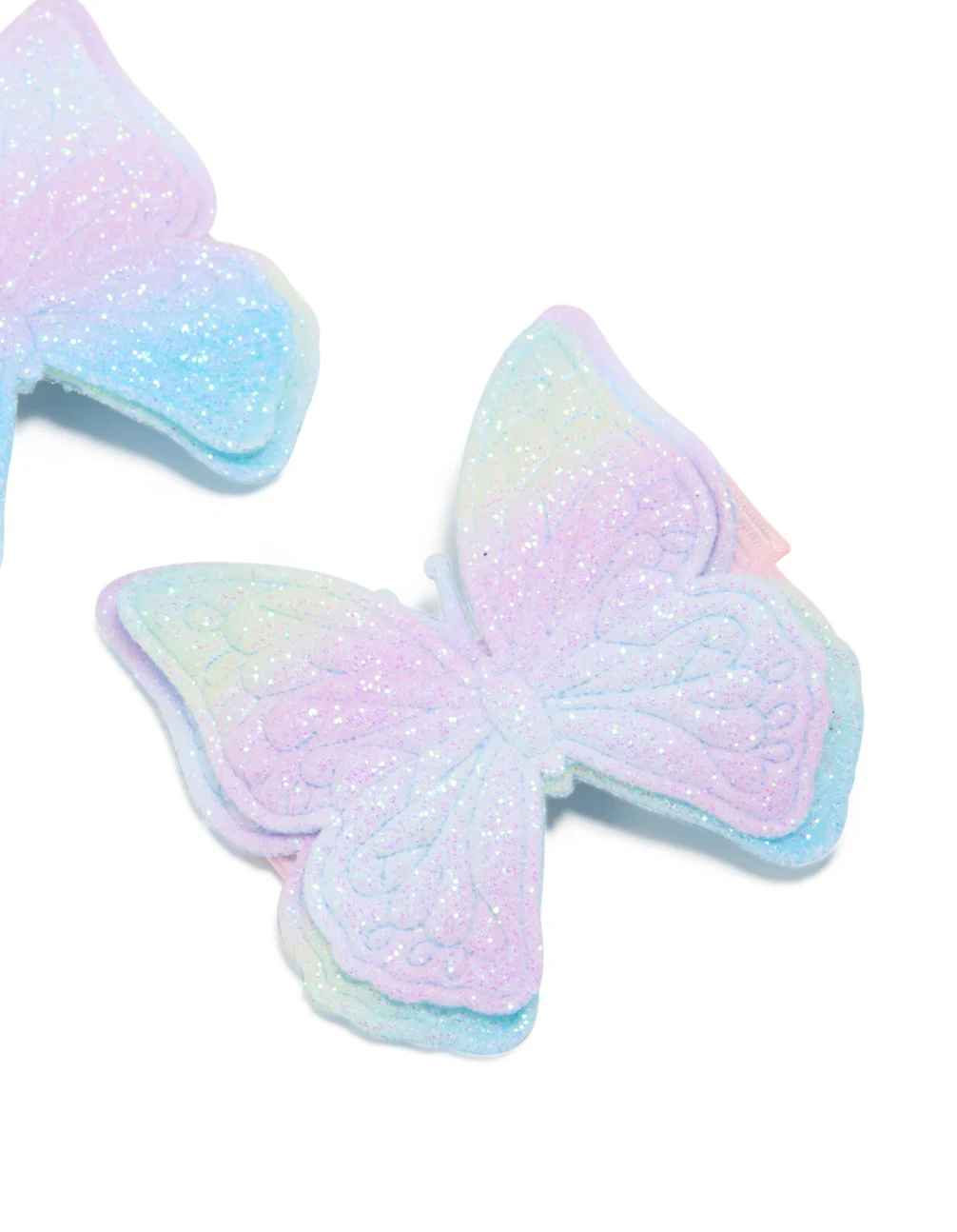 Kids Blue Green Purple Ombre Fabric Butterfly Clips 2-Pack