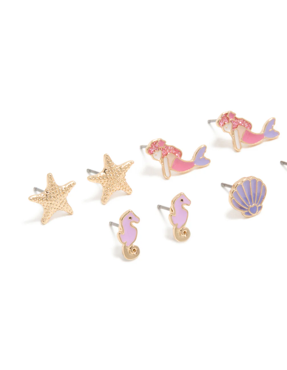 533-kids-gold-mermaid-dolphin-stud-earrings-6-pack-2.webp Kids Gold Mermaid & Dolphin Stud Earrings 6-Pack