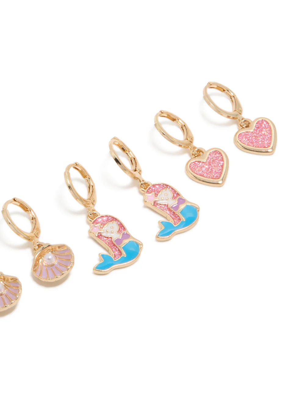 Kids Gold Mermaid Huggie Earrings 4-Pack