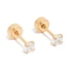 Kids Gold Plated Surgical Steel Cubic Zirconia Classic Flat Back Studs