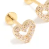 Kids Gold Plated Surgical Steel Cubic Zirconia Heart Flat Back Studs