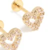 Kids Gold Plated Surgical Steel Cubic Zirconia Heart Flat Back Studs