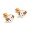 Kids Gold Plated Surgical Steel Enamel Cute Dog Flat Back Studs