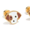 Kids Gold Plated Surgical Steel Enamel Cute Dog Flat Back Studs