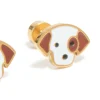 Kids Gold Plated Surgical Steel Enamel Cute Dog Flat Back Studs