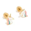 Kids Gold Plated Surgical Steel Unicorn Flat Back Earrings