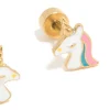 Kids Gold Plated Surgical Steel Unicorn Flat Back Earrings
