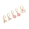 Kids Gold Unicorn & Rainbow Huggie Earrings 4-Pack