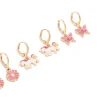 Kids Gold Unicorn & Rainbow Huggie Earrings 4-Pack