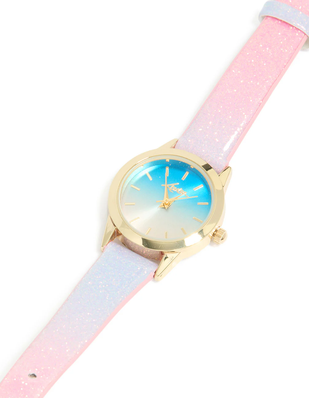 Kids Pink & Purple Ombre PU Leather Cat Mini Watch