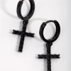 549-matte-diamante-cross-huggie-earrings-1.webp Matte Diamante Cross Huggie Earrings