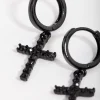 549-matte-diamante-cross-huggie-earrings-2.webp Matte Diamante Cross Huggie Earrings
