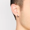 Mens Stainless Steel Chain Detail Huggie Earrings