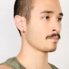 Mens Stainless Steel Chain Detail Huggie Earrings