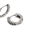 Mens Stainless Steel Chain Detail Huggie Earrings