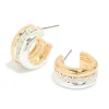 Mixed Metal Plated Cubic Zirconia Detailed Huggie Earrings