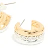 Mixed Metal Plated Cubic Zirconia Detailed Huggie Earrings