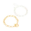 Mixed Metal Plated Round Open Fob Chain Bracelets 2-Pack