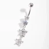 Surgical Steel Double Flower Drop Belly Bar