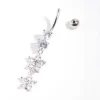 Surgical Steel Double Flower Drop Belly Bar