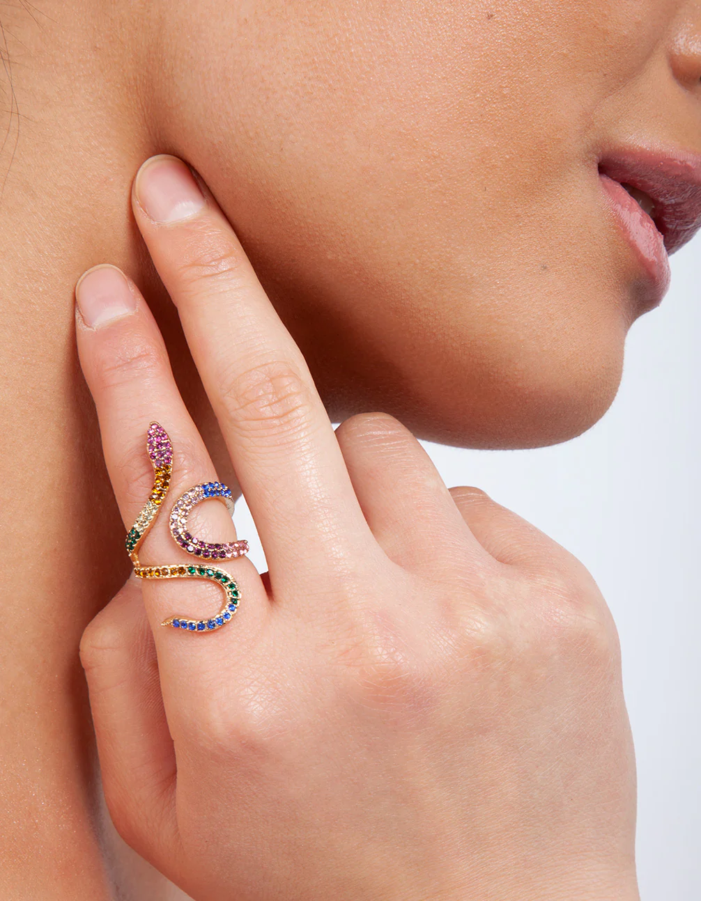563-rainbow-diamante-snake-wrap-ring-3.webp Rainbow Diamante Snake Wrap Ring