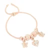 Rose Gold Diamante Heart & Butterfly Charm Toggle Bracelet