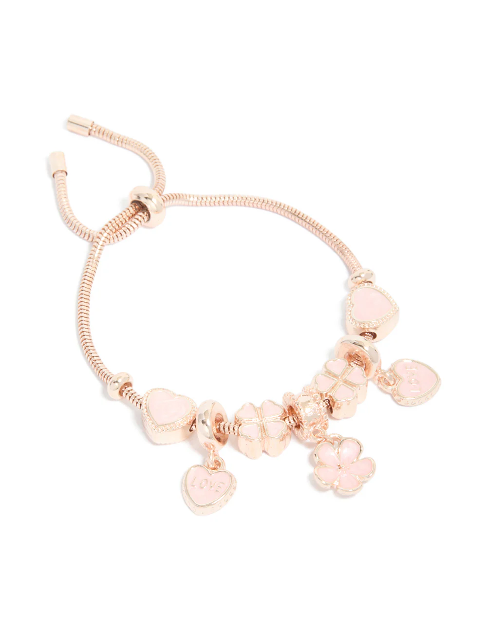 587-rose-gold-flower-heart-charm-toggle-bracelet-2.webp Rose Gold Flower & Heart Charm Toggle Bracelet