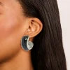 Silver Black Outer Wide Hoop Earrings