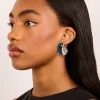 Silver Black Outer Wide Hoop Earrings