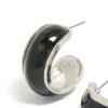 Silver Black Outer Wide Hoop Earrings