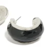 Silver Black Outer Wide Hoop Earrings