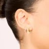 Waterproof Gold Plated Stainless Steel Cubic Zirconia & Chubby Huggie Earrings Set