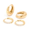 Waterproof Gold Plated Stainless Steel Cubic Zirconia & Chubby Huggie Earrings Set
