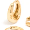 Waterproof Gold Plated Stainless Steel Cubic Zirconia & Chubby Huggie Earrings Set