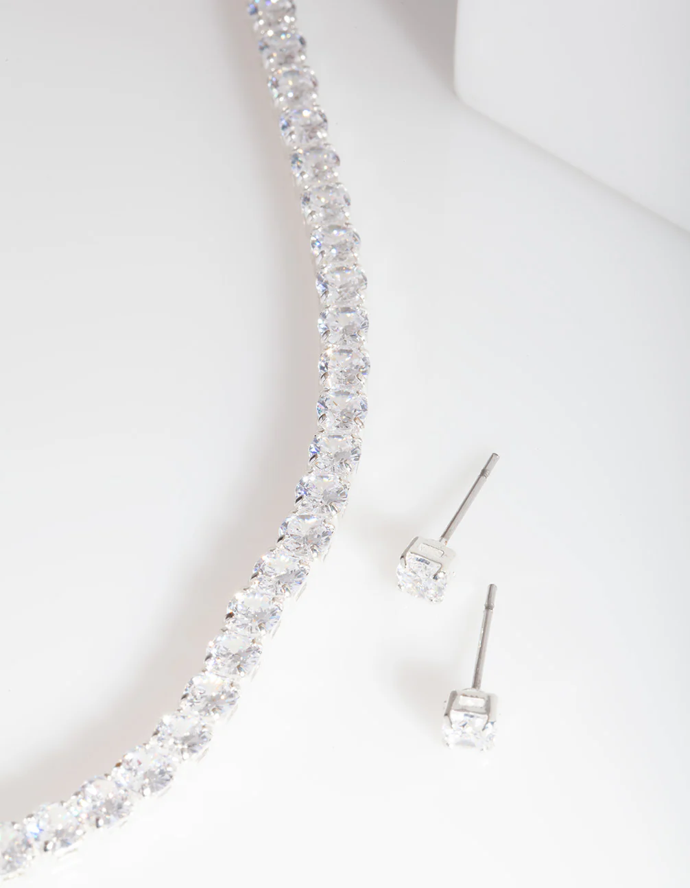 600-silver-cubic-zirconia-earrings-tennis-necklace-set-1.webp Silver Cubic Zirconia Earrings & Tennis Necklace Set