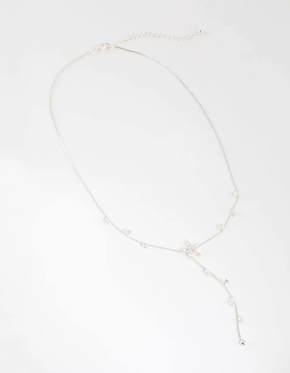 601-silver-cubic-zirconia-flower-vine-y-necklace-2.webp Silver Cubic Zirconia Flower Vine Y Necklace