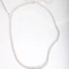 Silver Cubic Zirconia Graduating Diamante Tennis Necklace